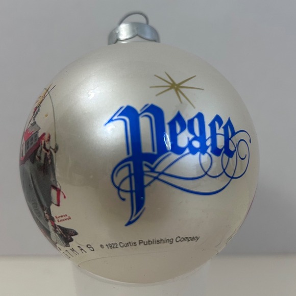 Norman Rockwell Christmas Ornament Peace Santa Glass Ball 1922 Curtis Vintage - Picture 2 of 5